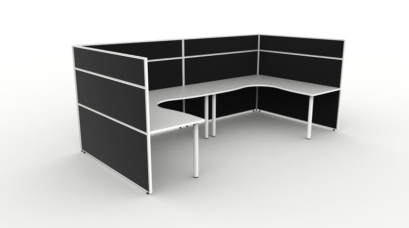 Shush30 Round Leg 2 Person "U Shape" Corner Workstation