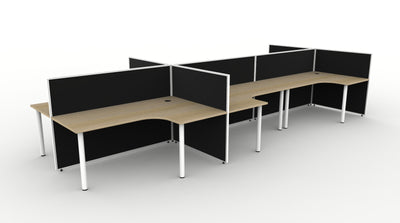 1800mm W x 1200mm W x 750mm D / 1200mm High / Natural Oak Top / Black Fabric Screen
