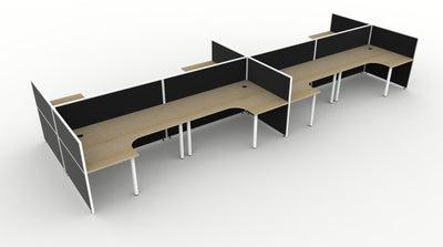 1800mm W x 1200mm W x 750mm D / 1200mm High / Natural Oak Top / Black Fabric Screen