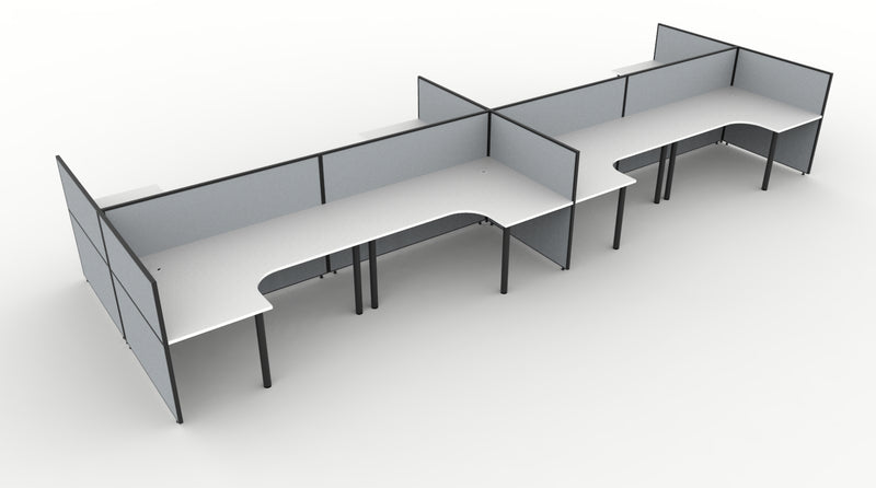 Shush30 Round Leg 8 Person Corner Workstation