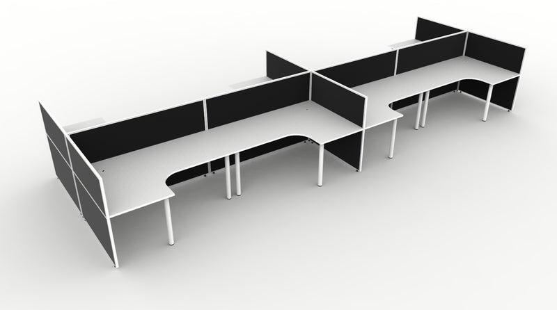 Shush30 Round Leg 8 Person Corner Workstation