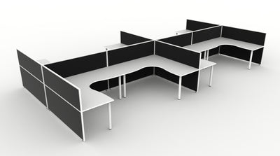 Shush30 Round Leg 8 Person Corner Workstation