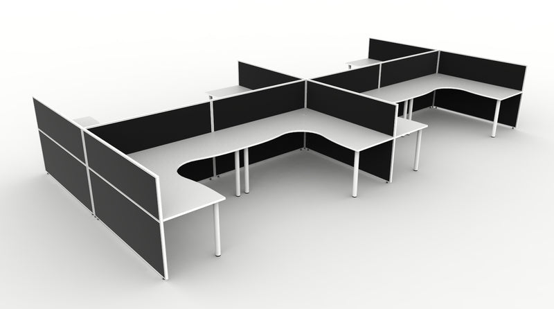 Shush30 Round Leg 8 Person Corner Workstation