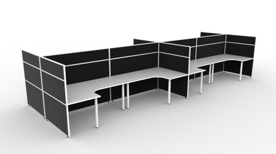 Shush30 Round Leg 8 Person Corner Workstation