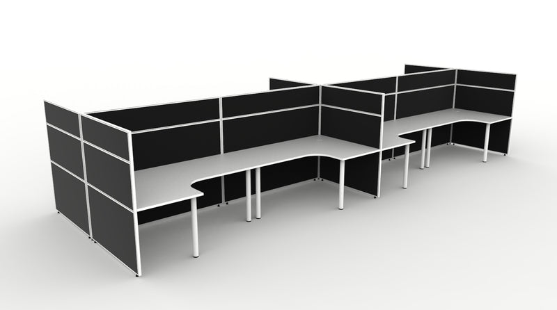 Shush30 Round Leg 8 Person Corner Workstation