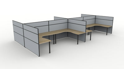 Shush30 Round Leg 8 Person Corner Workstation