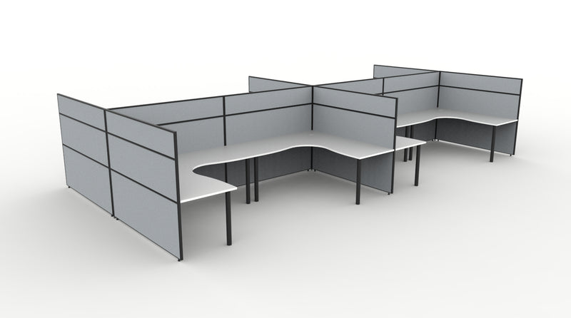 Shush30 Round Leg 8 Person Corner Workstation