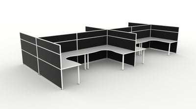 Shush30 Round Leg 8 Person Corner Workstation