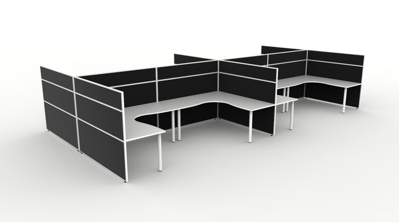 Shush30 Round Leg 8 Person Corner Workstation