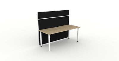 1 Person / 1200mm Wide x 750mm Deep / Natural Oak Top / Black Fabric Screen