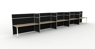5 Person / 1200mm Wide x 750mm Deep / Natural Oak Top / Black Fabric Screen
