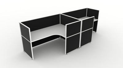 Shush30 Screen Hung 2 Person "T Shape" Corner Workstation