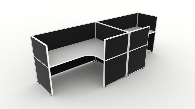 Shush30 Screen Hung 2 Person "T Shape" Corner Workstation