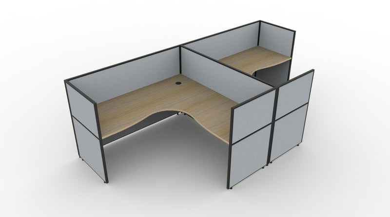 Shush30 Screen Hung 2 Person "T Shape" Corner Workstation