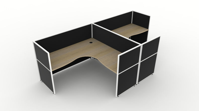 Shush30 Screen Hung 2 Person "T Shape" Corner Workstation