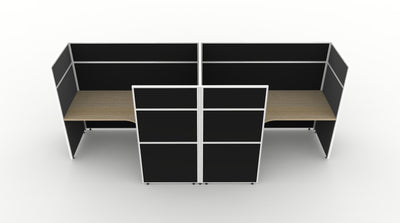 Shush30 Screen Hung 2 Person "T Shape" Corner Workstation