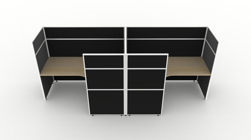 Shush30 Screen Hung 2 Person "T Shape" Corner Workstation