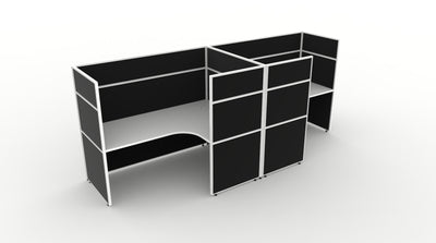 Shush30 Screen Hung 2 Person "T Shape" Corner Workstation