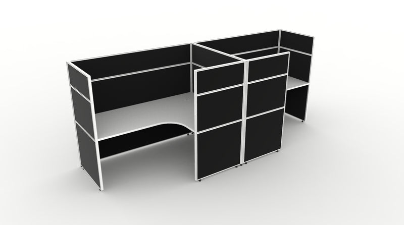 Shush30 Screen Hung 2 Person "T Shape" Corner Workstation