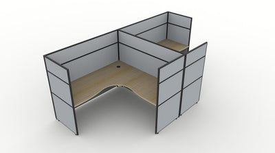 Shush30 Screen Hung 2 Person "T Shape" Corner Workstation