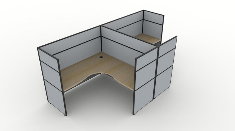 Shush30 Screen Hung 2 Person "T Shape" Corner Workstation