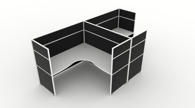 Shush30 Screen Hung 2 Person "T Shape" Corner Workstation