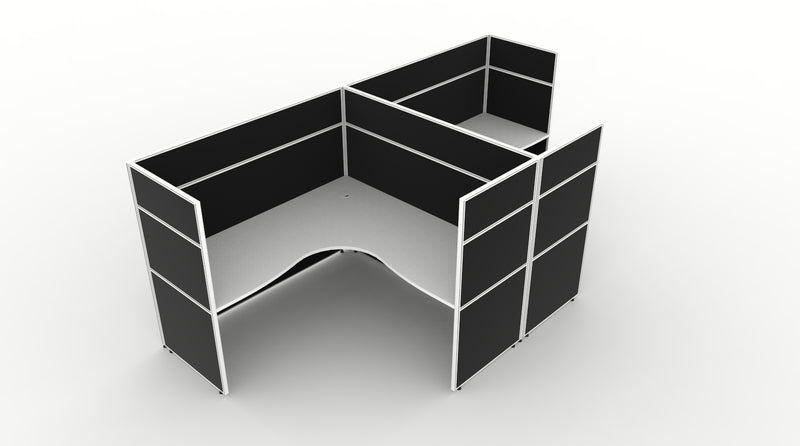 Shush30 Screen Hung 2 Person "T Shape" Corner Workstation