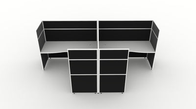 Shush30 Screen Hung 2 Person "T Shape" Corner Workstation