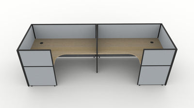 Shush30 Screen Hung 2 Person "U Shape" Corner Workstation