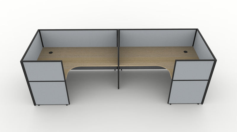 Shush30 Screen Hung 2 Person "U Shape" Corner Workstation