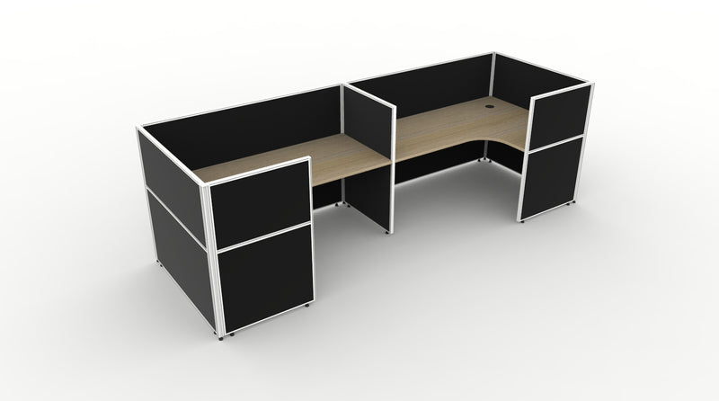Shush30 Screen Hung 2 Person "U Shape" Corner Workstation