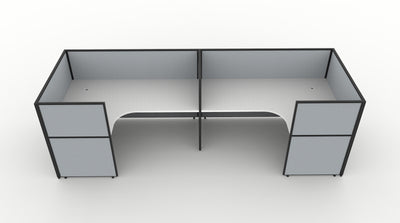 Shush30 Screen Hung 2 Person "U Shape" Corner Workstation