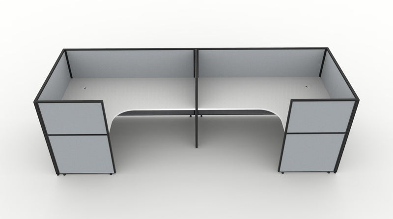 Shush30 Screen Hung 2 Person "U Shape" Corner Workstation