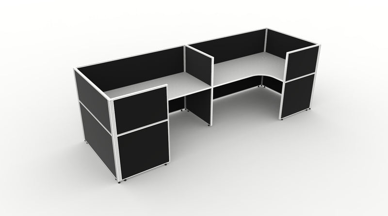 Shush30 Screen Hung 2 Person "U Shape" Corner Workstation