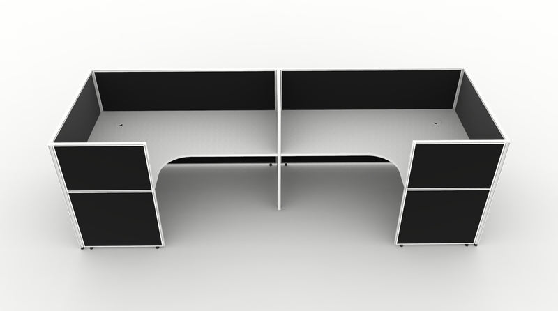 Shush30 Screen Hung 2 Person "U Shape" Corner Workstation