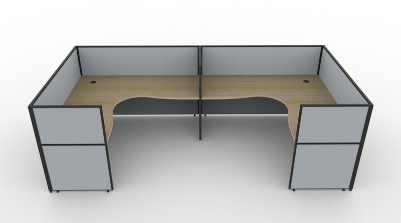 Shush30 Screen Hung 2 Person "U Shape" Corner Workstation