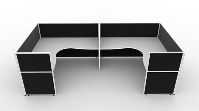 Shush30 Screen Hung 2 Person "U Shape" Corner Workstation