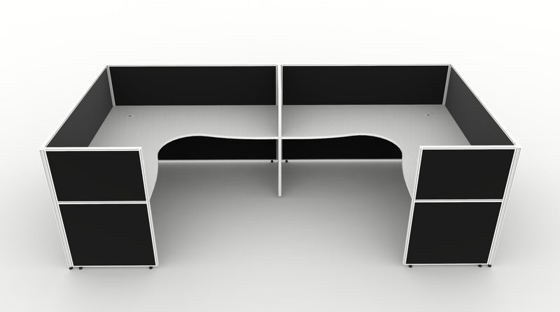 Shush30 Screen Hung 2 Person "U Shape" Corner Workstation