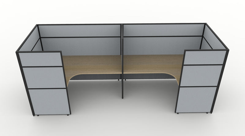Shush30 Screen Hung 2 Person "U Shape" Corner Workstation