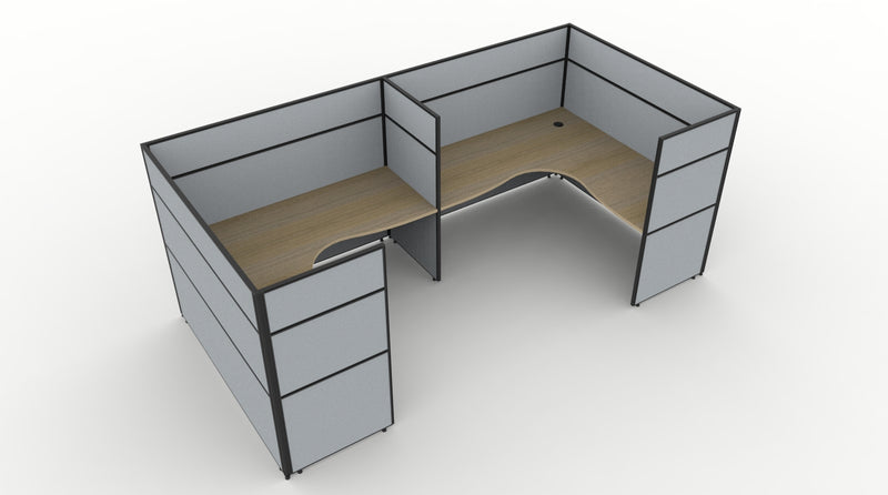 Shush30 Screen Hung 2 Person "U Shape" Corner Workstation