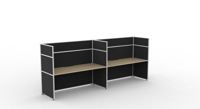 2 Person / 1500mm Wide x 750mm Deep / Natural Oak Top / Black Fabric Screen