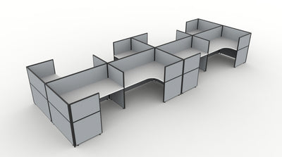 Shush30 Screen Hung 8 Person Corner Workstation