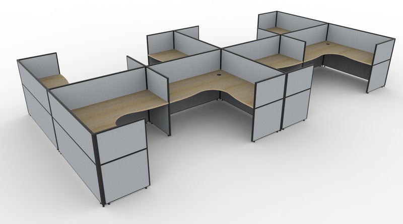 Shush30 Screen Hung 8 Person Corner Workstation