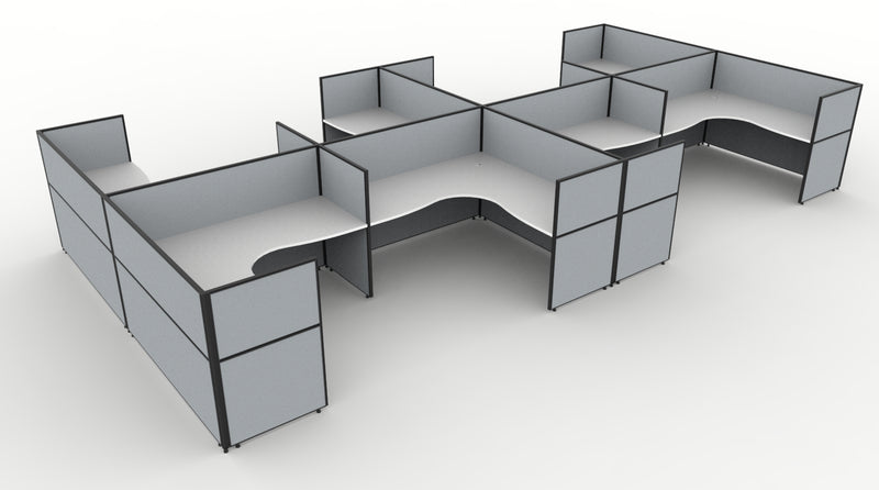 Shush30 Screen Hung 8 Person Corner Workstation