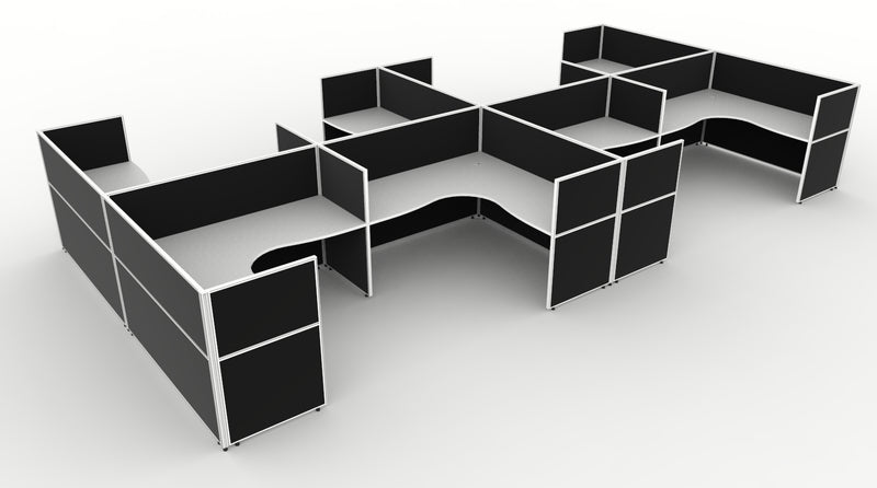 Shush30 Screen Hung 8 Person Corner Workstation