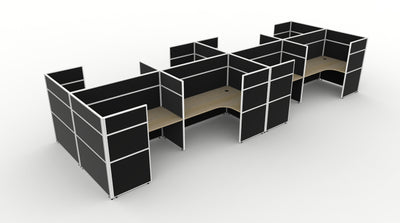 Shush30 Screen Hung 8 Person Corner Workstation