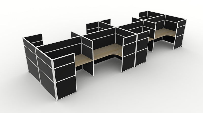 Shush30 Screen Hung 8 Person Corner Workstation
