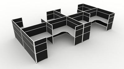 Shush30 Screen Hung 8 Person Corner Workstation