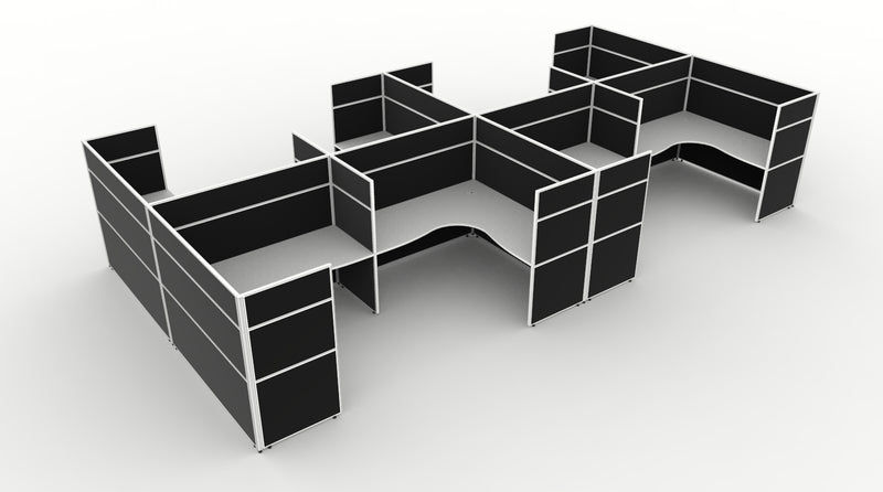 Shush30 Screen Hung 8 Person Corner Workstation
